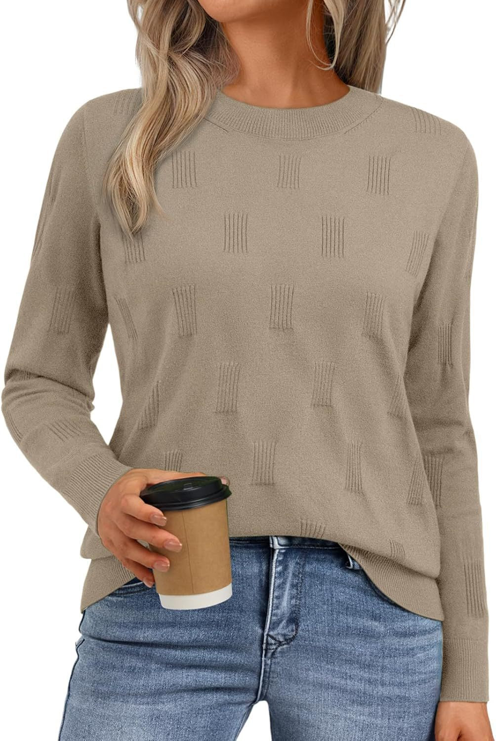 Damen gesteppter Strickpullover mit modischem Schnitt R&B