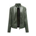 Damen modische Kunstlederjacke mit elegantem Stehkragen und praktischen Reißverschlusstaschen