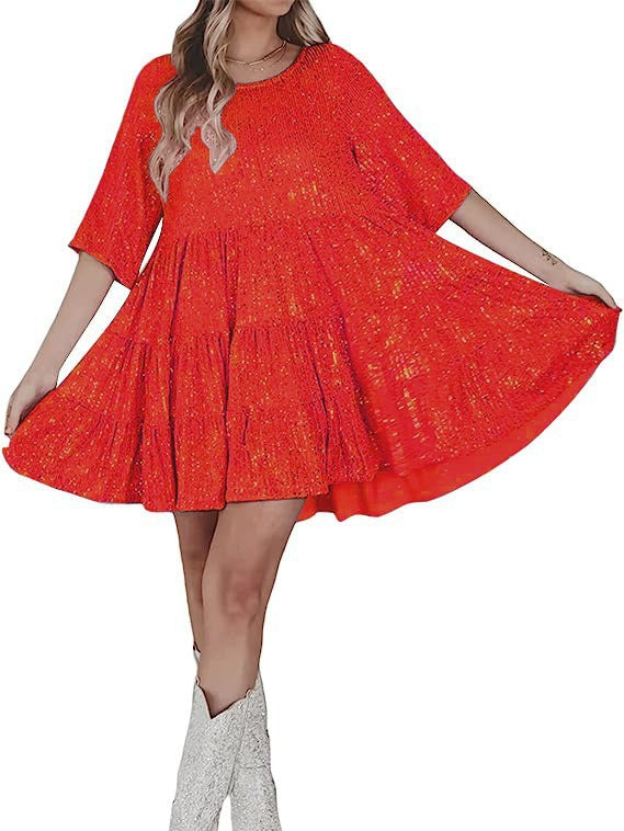Damen funkelndes.Blusenkleid mit lockerer Passform R&B