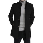 Herren eleganter, mittelschwerer Freizeitmantel mit Stehkragen und seitlichen Taschen