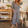 Damen Karierter Pyjamaanzug mit Rüschendetails R&B