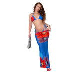 Damen Bikinioberteil mit transparentem Maxirock und floralem Design R&B
