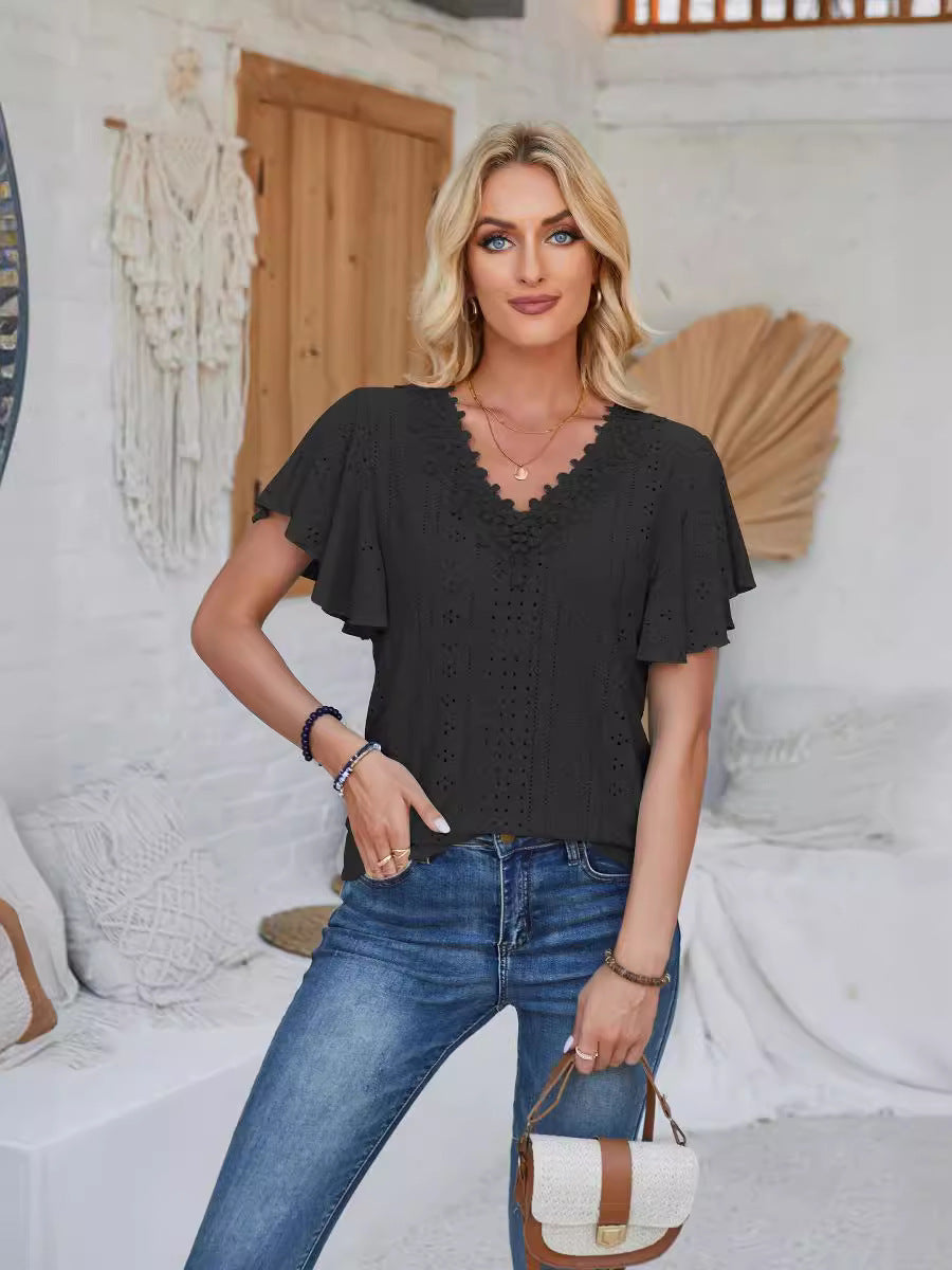 Damen Spitzenshirt mit Volants R&B