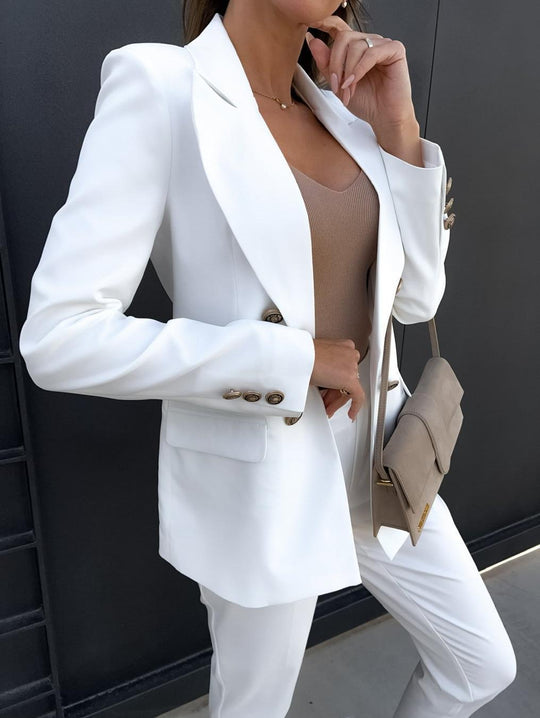 Damen Eleganter taillierter Blazer mit doppelter Knopfleiste und vielseitigem Schnitt R&B