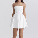 Damen Elegant geschnittenes A-Linie Minikleid R&B
