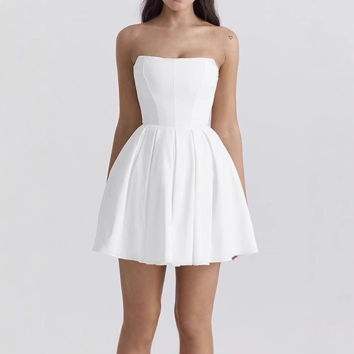 Damen Elegant geschnittenes A-Linie Minikleid R&B