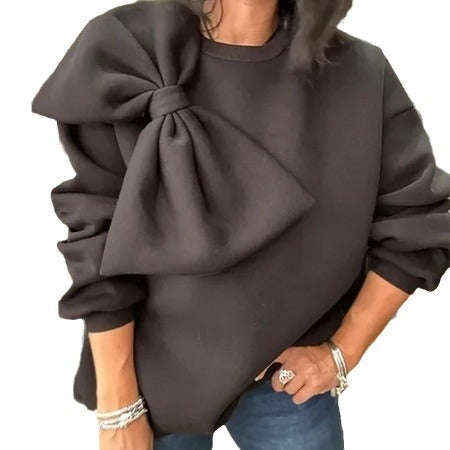 Damen Modischer Sweatshirt mit dekorativem Schleifen-Detail R&B