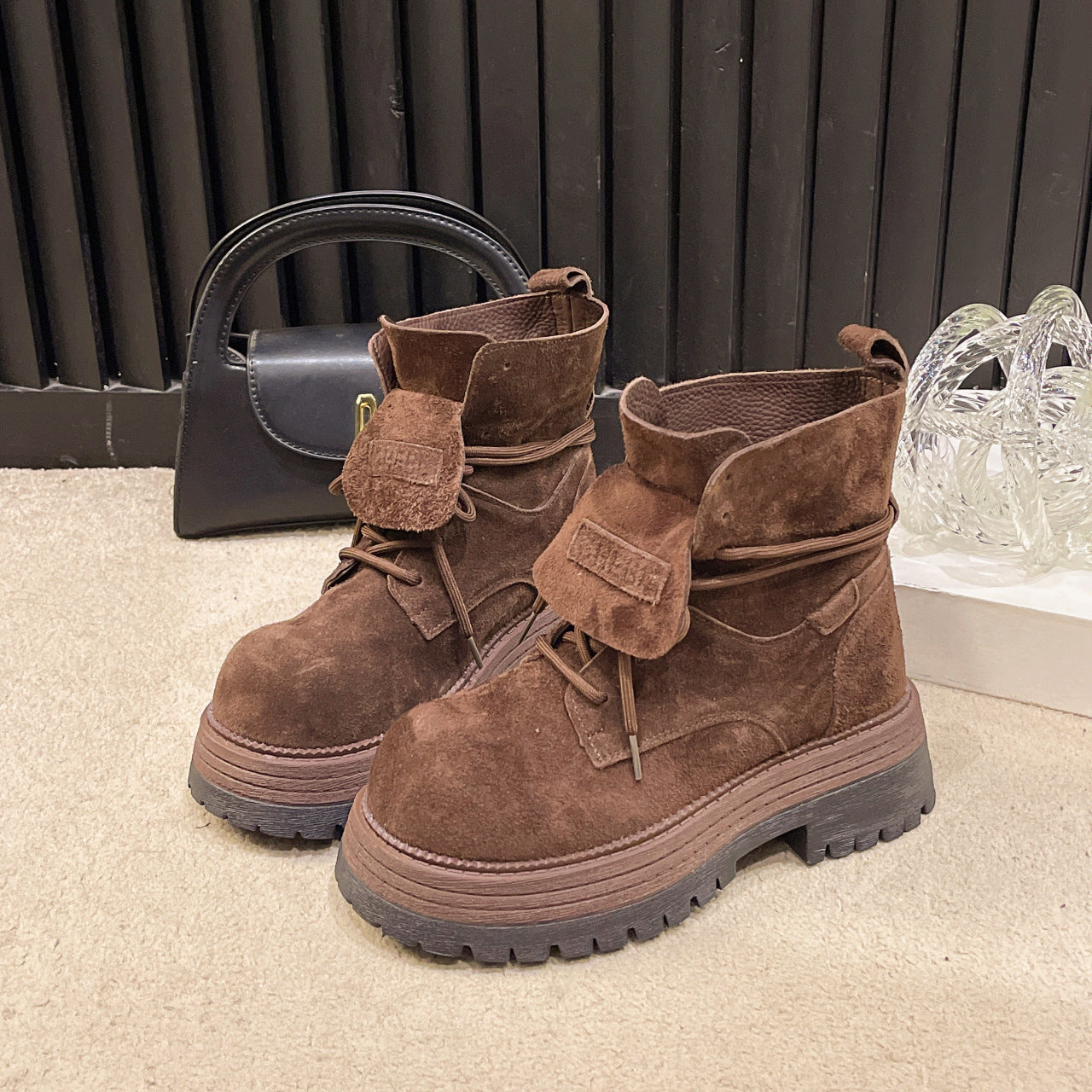 Damen robuste Winterboots mit authentischem Wildleder und stabiler Gummisohle R&B
