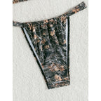 Damen Triangel-Bikini mit verspieltem floralem Muster und verstellbaren Trägern R&B