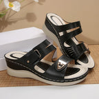 Damen Wedge-Sandalen mit verstellbarem Riemen und modischem Schnitt R&B