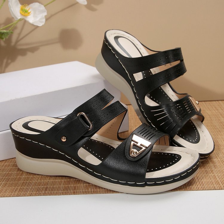 Damen Wedge-Sandalen mit verstellbarem Riemen und modischem Schnitt R&B