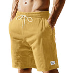 Herren nan knielange Lounge-Shorts im Rippenstrukturjersey mit elastischem Kordelzugbund und aufgesetzten Eingrifftaschen R&B