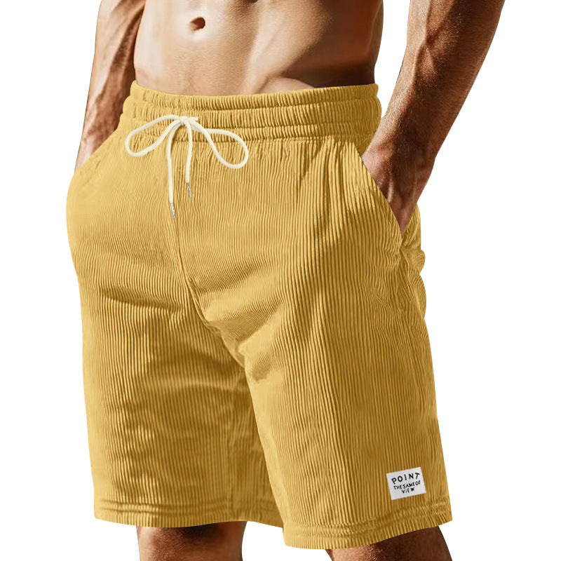 Herren nan knielange Lounge-Shorts im Rippenstrukturjersey mit elastischem Kordelzugbund und aufgesetzten Eingrifftaschen R&B