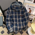 Damen Karo-Hemdjacke mit Kapuze