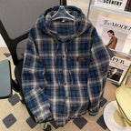 Damen Karo-Hemdjacke mit Kapuze