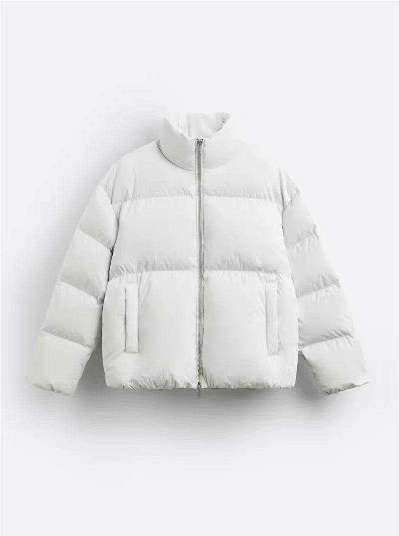 Damen gesteppte Winterjacke mit hochschließendem Kragen und seitlichen Eingrifftaschen Hedi-Mode