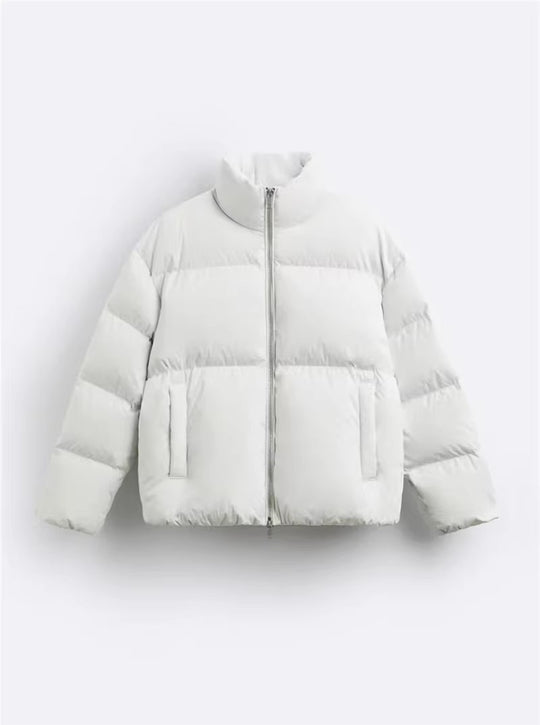 Damen gesteppte Winterjacke mit hochschließendem Kragen und seitlichen Eingrifftaschen Hedi-Mode