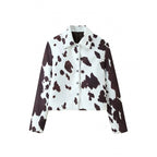 Damen Kunstlederjacke mit modernem Kuhfleckenmuster R&B