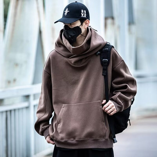 Herren futuristischer Hoodie mit hohem Kragen und praktischen Taschen R&B