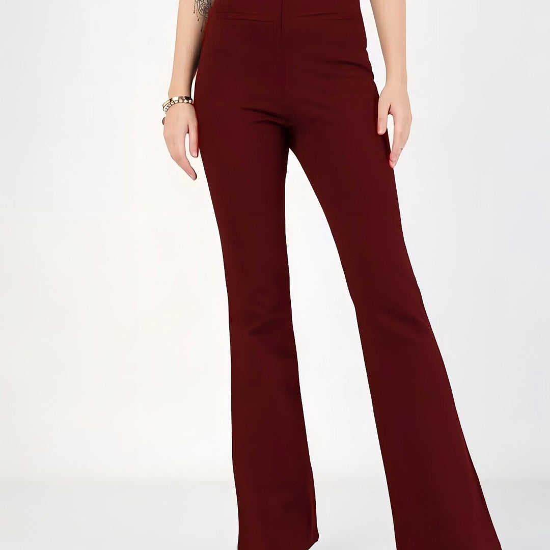 Damen Flared Pants mit hohem Bund und elastischem Material R&B