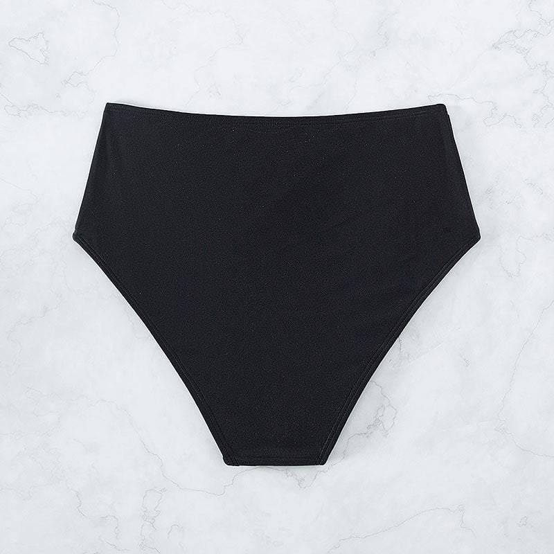 Damen Hochtaillierte Bikinihose mit elegantem Gold-Element