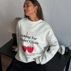 R&B | Pullover Sweatshirt Übergröße Fit Grafikdruck Baumwollmischung Rundhalsausschnitt