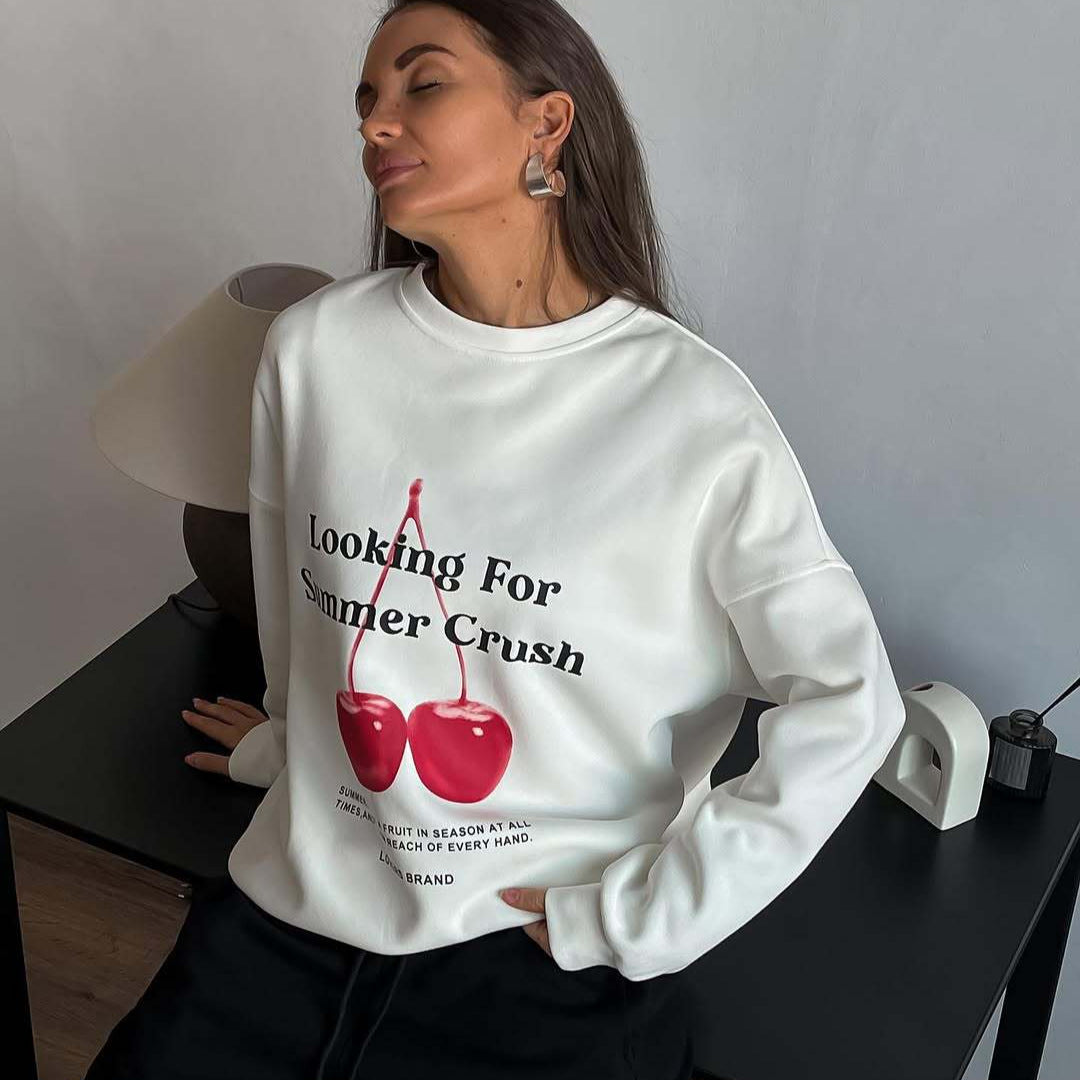 R&B | Pullover Sweatshirt Übergröße Fit Grafikdruck Baumwollmischung Rundhalsausschnitt