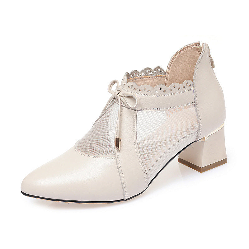 Damen Elegante Stiefeletten mit transparentem Mesh-Einsatz und modischem Riemen R&B
