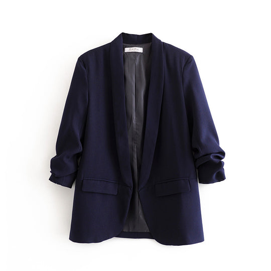 Damen eleganter Blazer mit gekrempelten Ärmeln und praktischen Taschen R&B