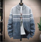 Herren Strickjacke mit nordischem Muster und modischem Reißverschluss