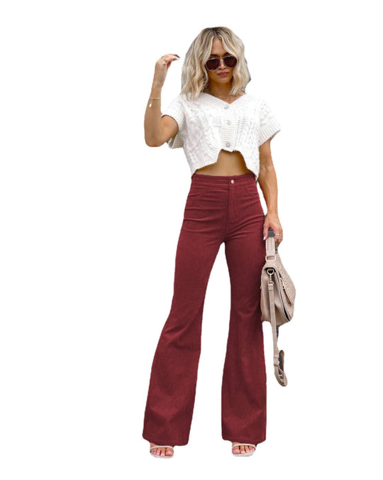 Damen Modische Hochbund-Flared-Jeans R&B