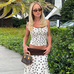 Damen Verspieltes Polka Dot Kleid mit Rüschenelementen und elastischem Taillenband R&B