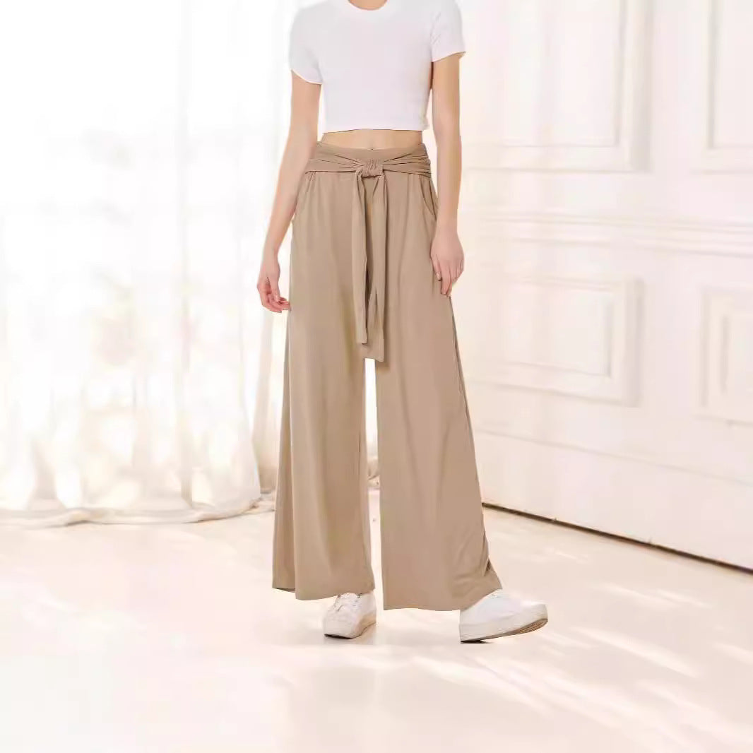Damen weite Sommerhose mit bindendem Taillengürtel R&B