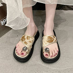 Damen trendige Flip-Flops mit floralem Dekor und funkelndem Schmuckdetail R&B