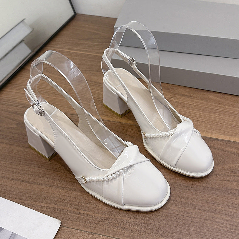 Damen elegante Slingback-Pumps mit Perlenakzent R&B