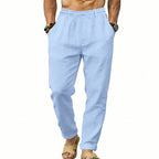 Herren nan luftige Leinen-Relaxhose mit elastischem Komfortbund und geradem Bein R&B