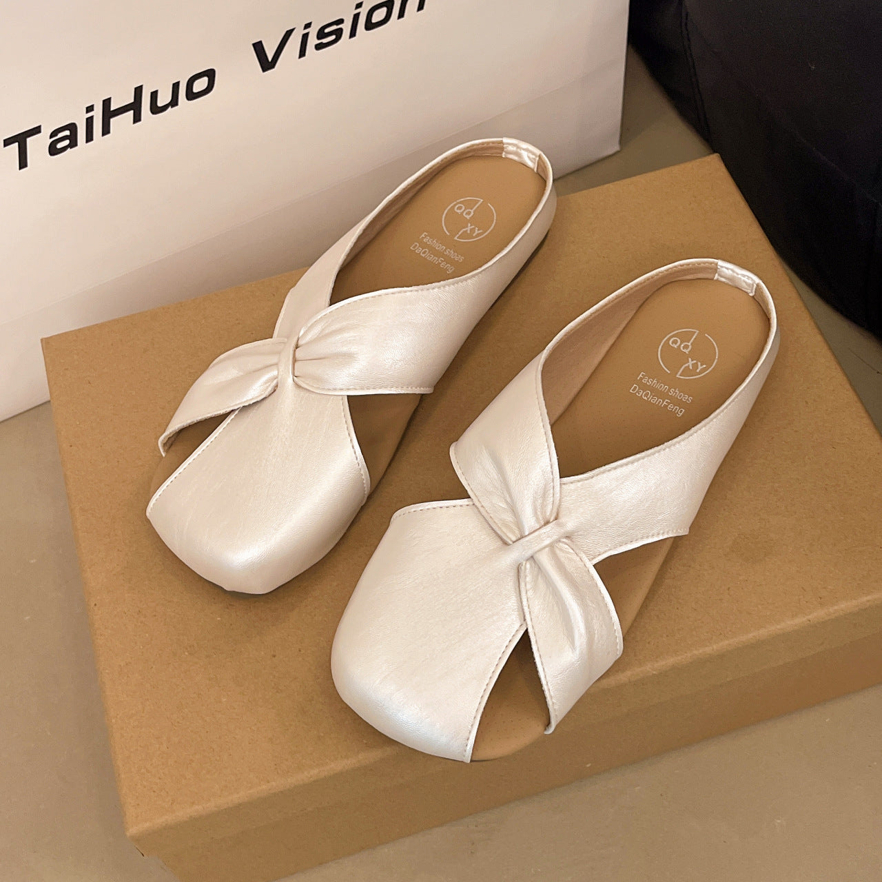 Damen offene Clogs mit modischem Knotendesign und bequemem Fußbett R&B