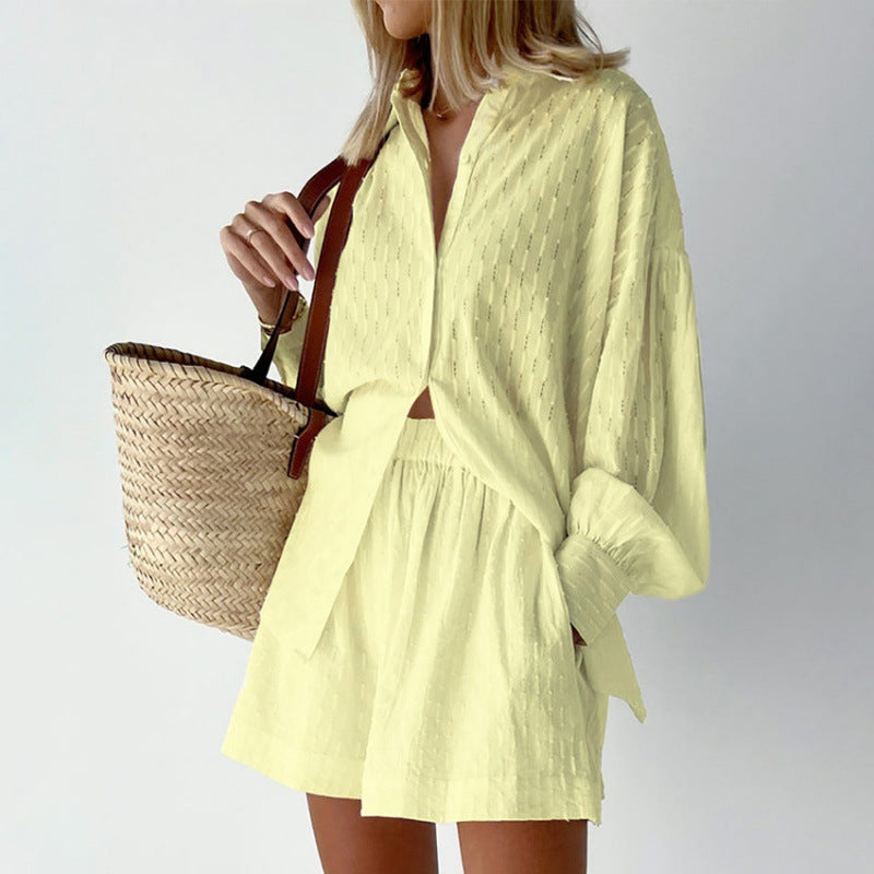 Damen Lässiges Oberteil und Shorts Set mit luftiger Passform R&B