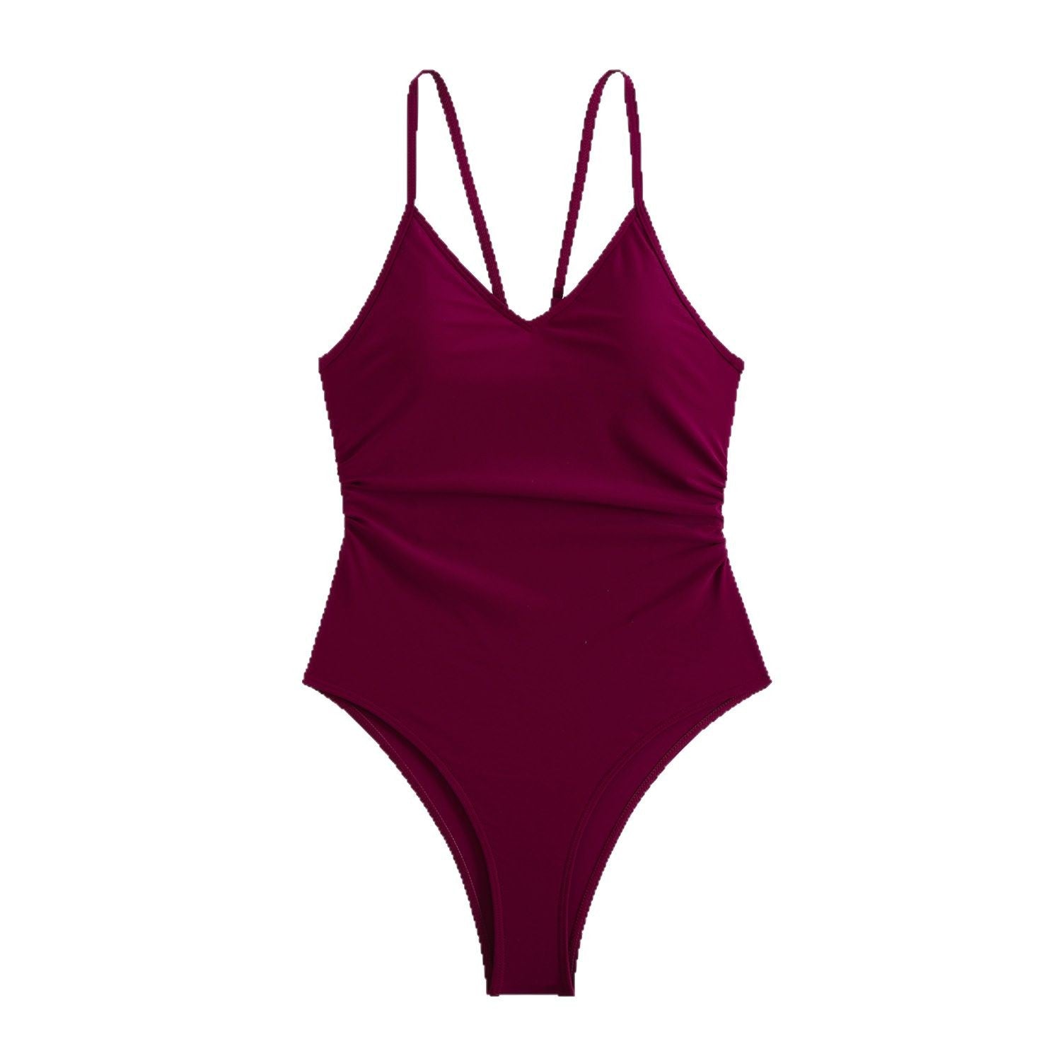 Damen Einteiler Badeanzug mit elegantem V-Ausschnitt und hohem Beinausschnitt R&B