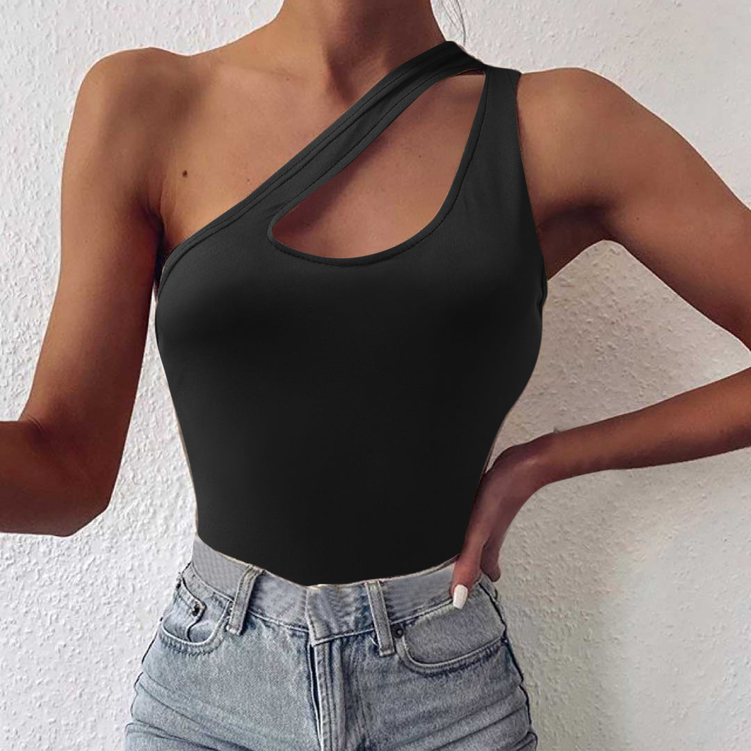 Damen asymmetrisches Bodysuit mit modischem Cut-Out R&B