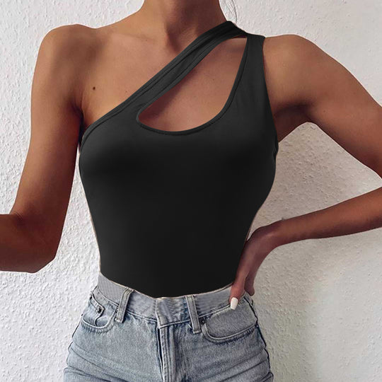Damen asymmetrisches Bodysuit mit modischem Cut-Out R&B