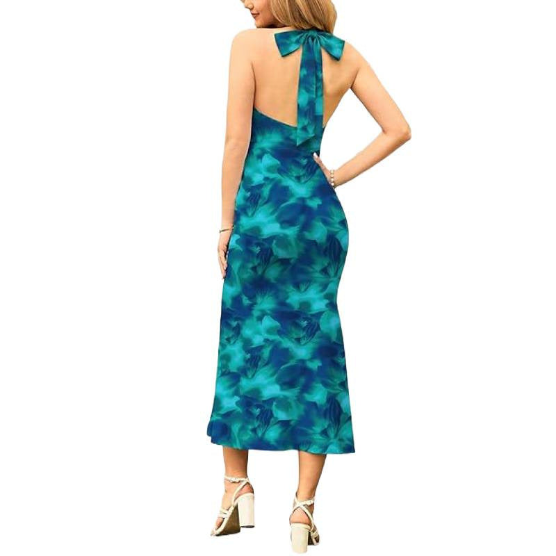 Damen Maxikleid mit floralem Design und spaghettiträgerschnitt R&B