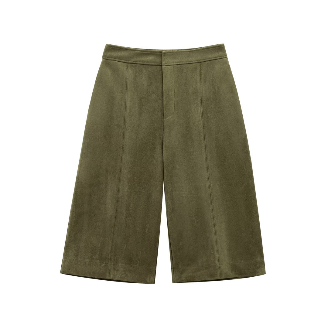 Damen eleganter Bleistiftrock aus hochwertigem Wildlederimitat mit nahtloser Verarbeitung R&B