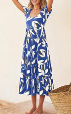 Damen Midi-Kleid mit floralem Druck und voluminösen Ärmeln R&B