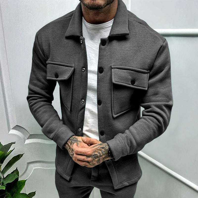 Herren lässige Overshirtjacke mit großen Brusttaschen und modernem Design R&B