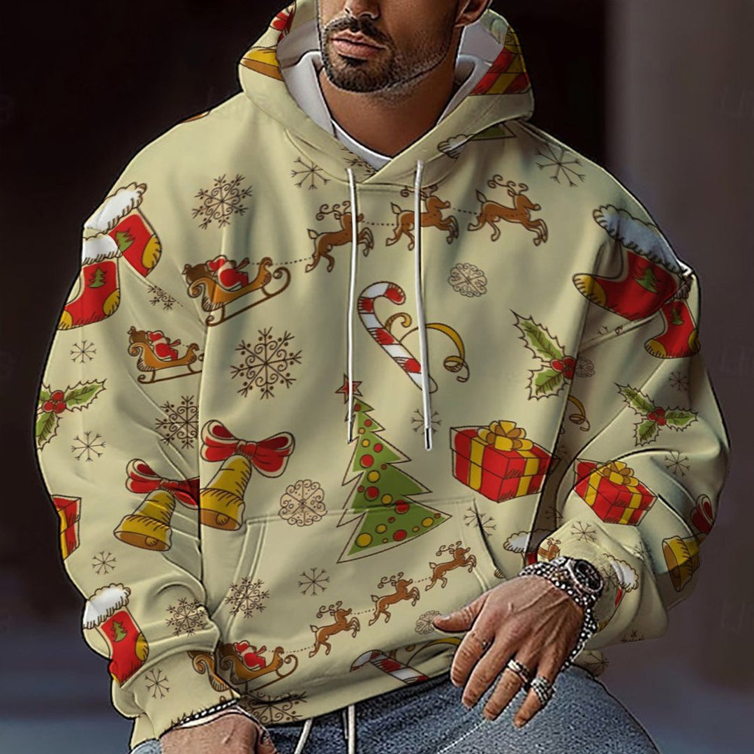 Herren Weihnachts-Hoodie mit farbenfrohem grafischen Design und bequemer Passform R&B