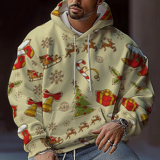 Herren Weihnachts-Hoodie mit farbenfrohem grafischen Design und bequemer Passform R&B