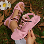 Damen Sandalen mit modischem Blumendekor und elastischem Riemendesign R&B