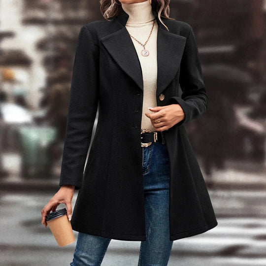 Damen Elegante Wool-Langjacke R&B