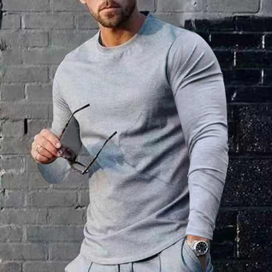 Herren hochwertiges Langarmshirt mit stylishem Rundhalsund und weicher Baumwollmischung R&B
